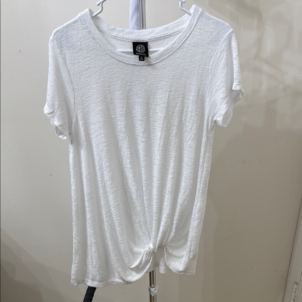 Bobeau White Tie Front Short Sleeve Tee